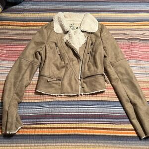 Peace‎ & Love Urban Behavior Faux Suede Sherpa Lined Moto Jacket